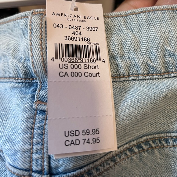 NWT Low Rise Baggy Skater Jean Size 000 Short American Eagle - Picture 4 of 4